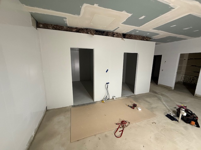 Freezer/cool room build and heated floor installed ready for heated doors to be installed with refrigeration equipment.